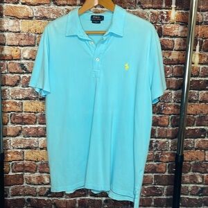 Ralph Lauren Polo mens large light blue shirt short sleeve featherweight mesh